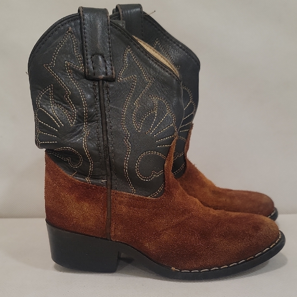 KIDS MASTERSON BROWN SUEDE COWBOY BOOTS (sz 10)